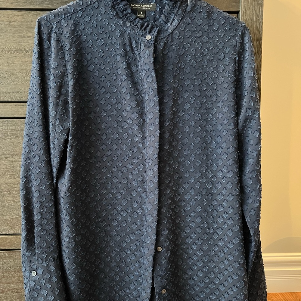 Banana Republic Blue Geometric Blouse